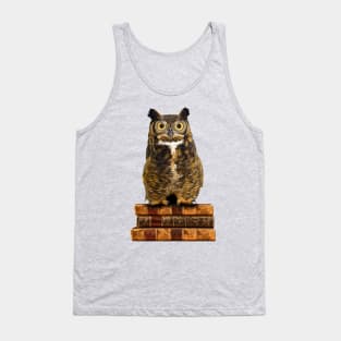 Great Horned Owl on Old Books Tank Top